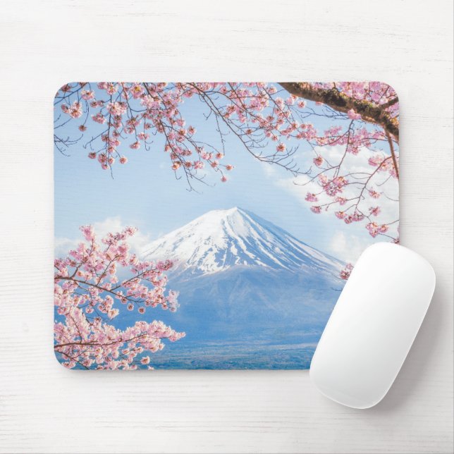 Tapis De Souris Glace et neige | Cherry Blossoms Mt. Fuji Japon (Avec souris)