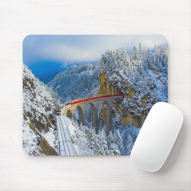 Tapis De Souris Glace et neige | Express Bernina, Suisse (Avec souris)