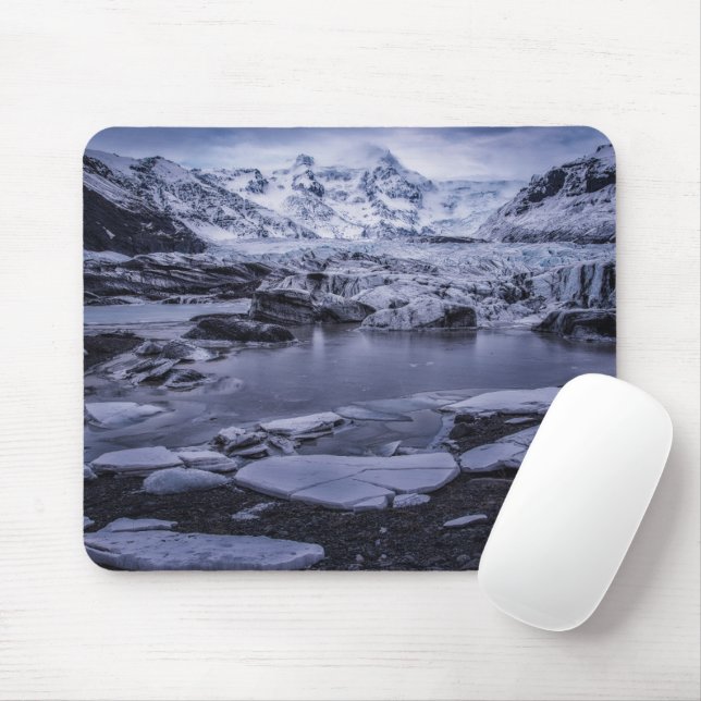 Tapis De Souris Glace et neige | Glacier Sólheimajökull, Islande (Avec souris)
