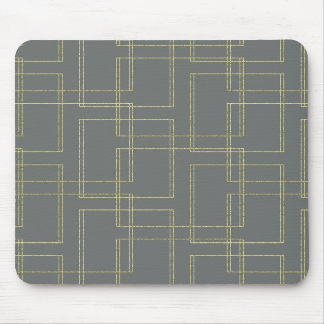 Tapis De Souris Glam géométrique gris et or chic (Devant)