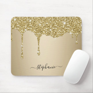 Tapis De Souris Glam Gold Parties scintillant Étincelle Main Nom d