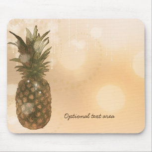 Tapis De Souris Glam Golden Ananas Elegant Tropical Custom