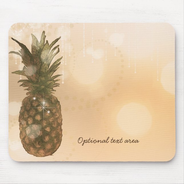 Tapis De Souris Glam Golden Ananas Elegant Tropical Custom (Devant)