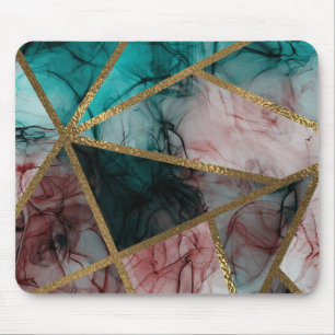 Tapis De Souris Glam Rust Blush Teal & Gold Chic Moderne Élégance