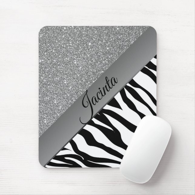 Tapis De Souris Glam Zèbre noir et blanc (Avec souris)