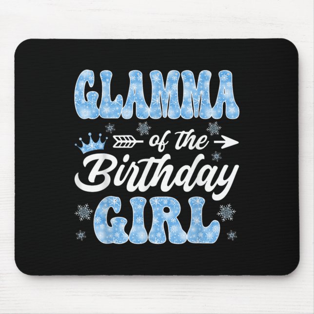 Tapis De Souris Glamma De Fille D'Anniversaire Snowflakes Winter C (Devant)
