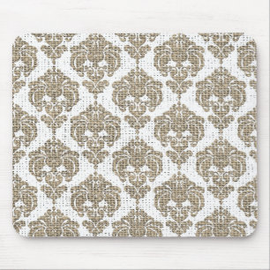 Tapis De Souris Glamor Rustique Burlap Royal Damask Chic Moderne