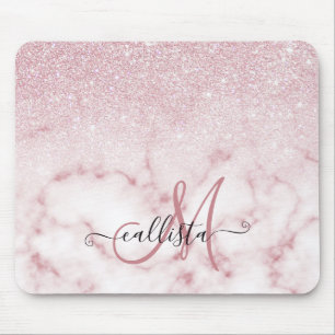 Tapis De Souris Glamorous Pink White Glitter Marble Gradient Ombre