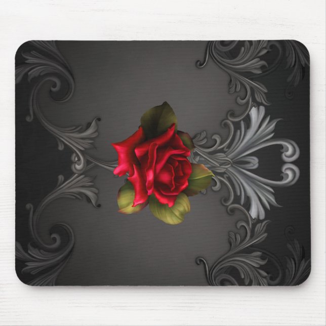 Tapis De Souris Glamour gothique Rouge Rose Noir Glam ornemental (Devant)