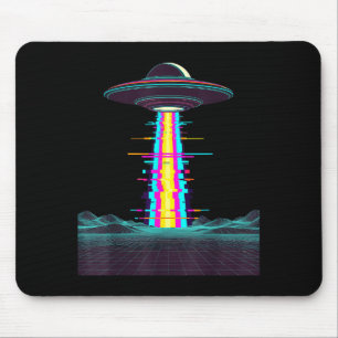 Tapis De Souris Glitchcore enlèvement par un ovni synthwave vaporw