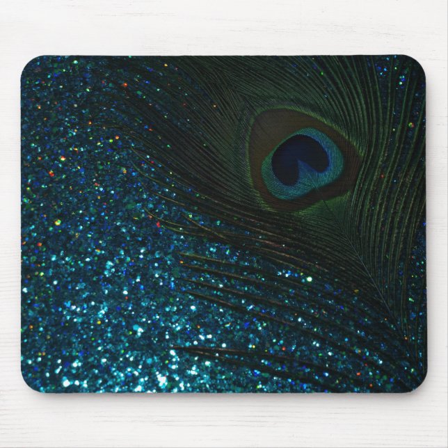 Tapis De Souris Glitter Aqua Peacock (Devant)