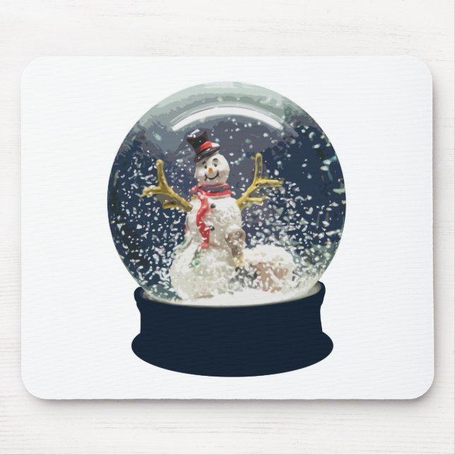 Tapis De Souris Globe des neiges de Noël Joyeux bonhomme de neige  (Devant)