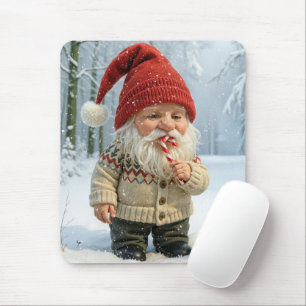 Tapis De Souris Gnome De Noël Dans Les Pneus De Neige Avec Sucre d