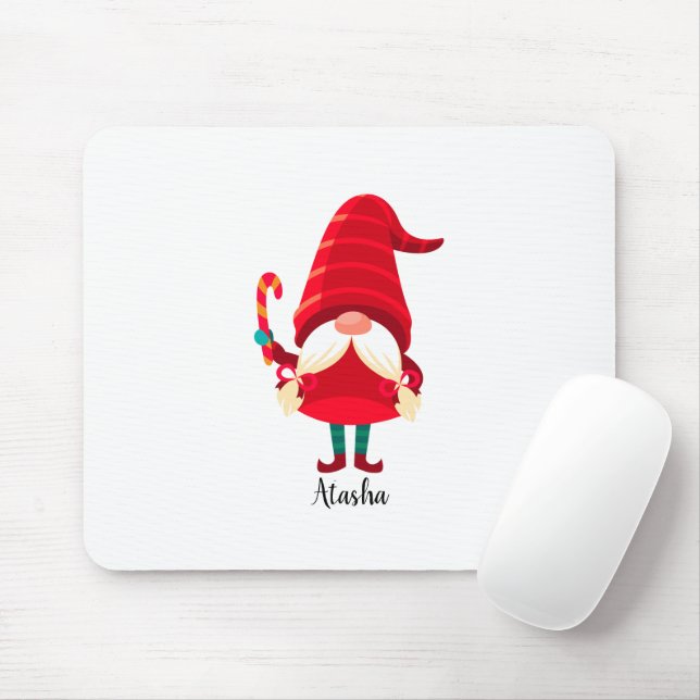Tapis De Souris Gnome De Noël Tenant Un Sucre de canne (Avec souris)