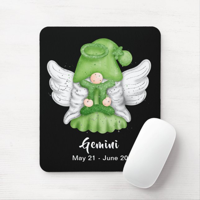 Tapis De Souris Gnome Gemini Astrologie Signe Angel Souris (Avec souris)