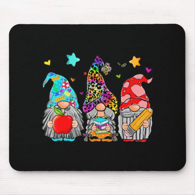 Tapis De Souris Gnome Retour À L'École Étudiant Premier Jour Cla (Devant)
