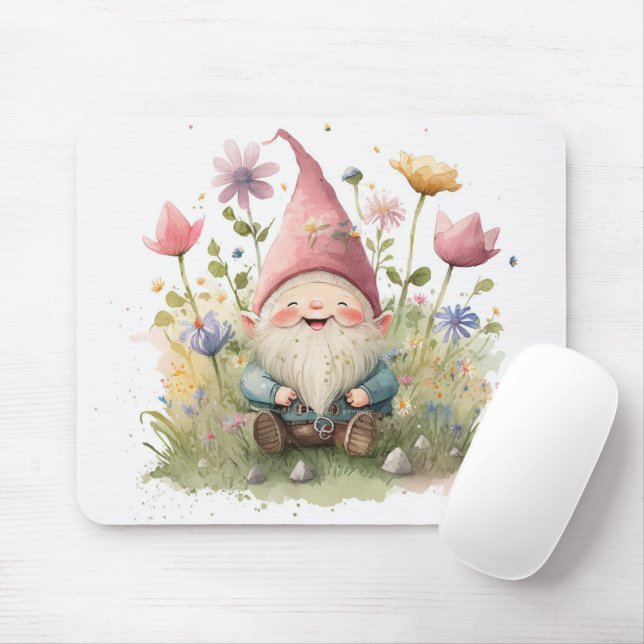 Tapis De Souris Gnome Whimsical Dans Le Jardin (Avec souris)