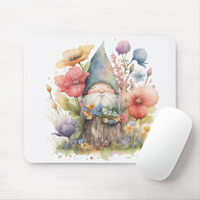 Tapis De Souris Gnome Whimsical Dans Le Jardin (Avec souris)