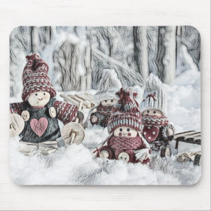 Tapis De Souris Gnomes dans un paysage hivernal Souris