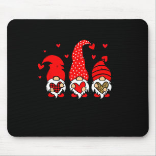 Tapis De Souris Gnomes de la Saint-Valentin tenant un léopard au c