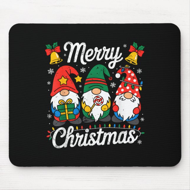 Tapis De Souris Gnomes Xmas drôle Joyeux Noël Gnomes Hommes Femmes (Devant)