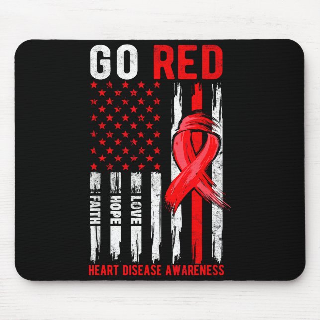 Tapis De Souris Go Red Heart Disease Suprt Flag - Heart Disease Aw (Devant)