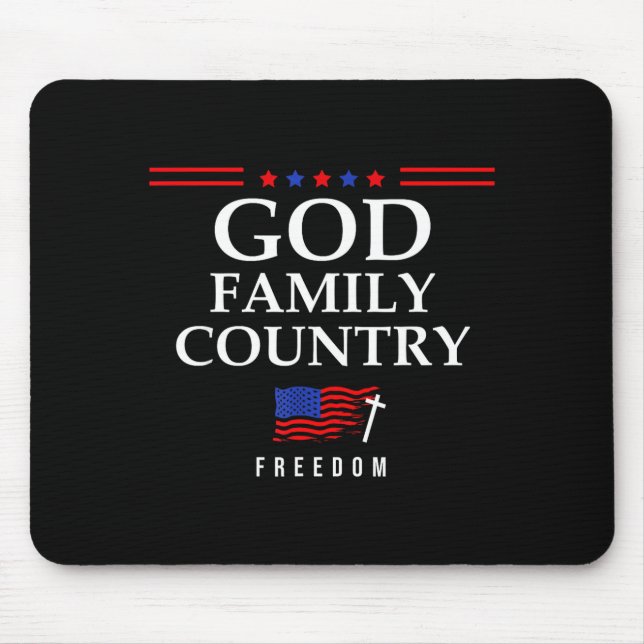 Tapis De Souris God Family Country Us Flag Christian Saying Dom Je (Devant)