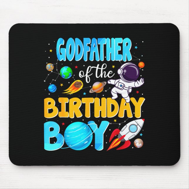 Tapis De Souris Godfather Of The Birthday Boy Space Astronaut 1st  (Devant)