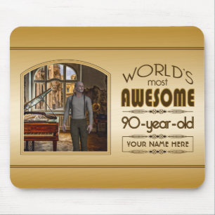 Tapis De Souris Gold 90th Birthday World's Best Custom Photo Frame