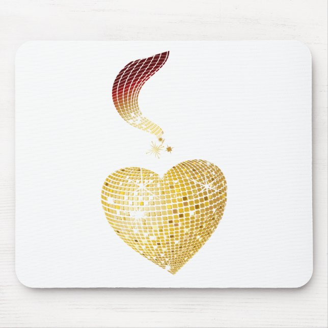 Tapis De Souris Gold Disco Ball Heart (Devant)