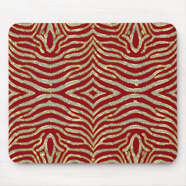 Tapis De Souris Gold Faux Parties scintillant Zebra Stripes Arrièr (Devant)