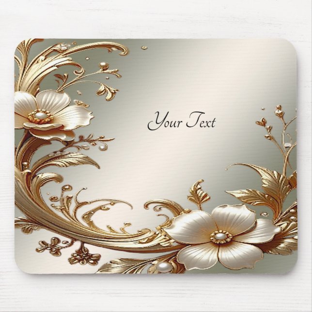 Tapis De Souris Gold Floral Mousepad (Devant)