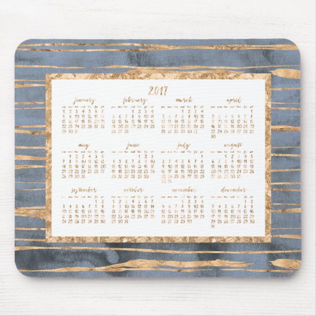 Tapis De Souris Gold Foil Annuel 2017 Calendrier Plaquettes de sou (Devant)