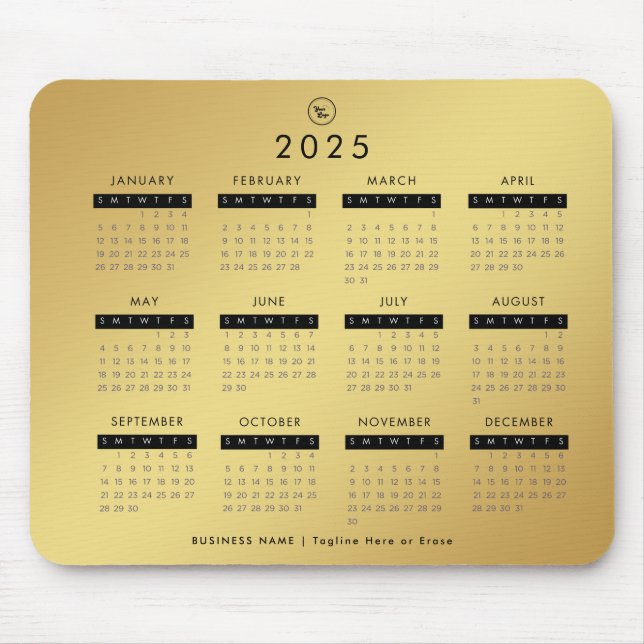 Tapis De Souris Gold Gradient 2023 Calendrier personnalisé Logo d' (Devant)