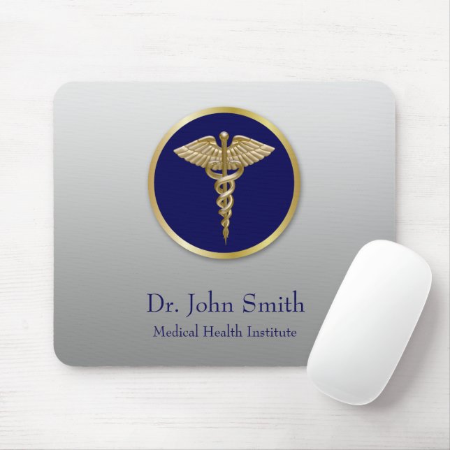 Tapis De Souris Gold Médicale Professional Caduceus Blue (Avec souris)