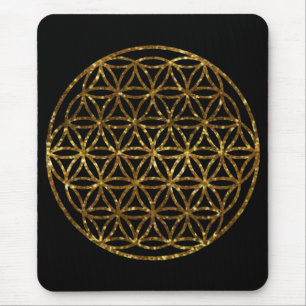 Tapis De Souris Gold Sparkling Flower of Life   scared geometry   