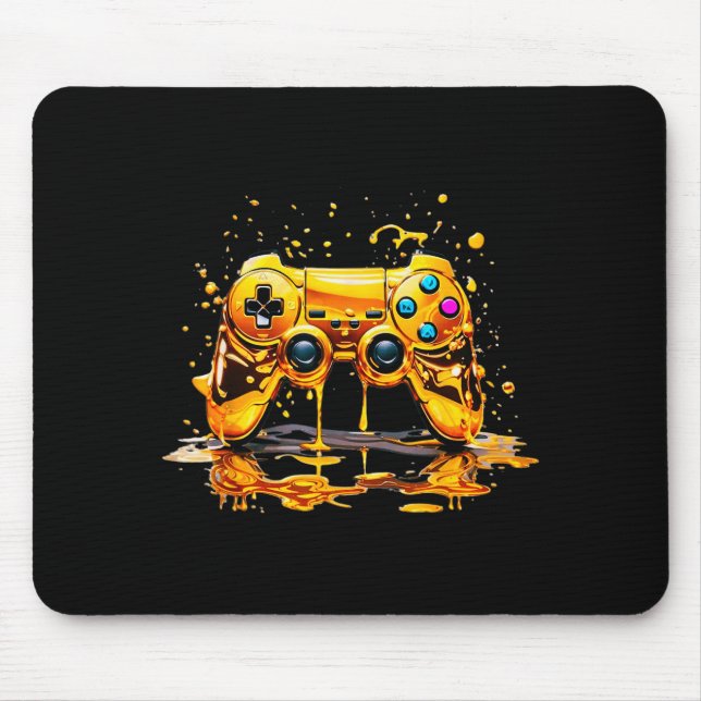 Tapis De Souris Gold Splash Video Game Controller Golden Gamer Gam (Devant)