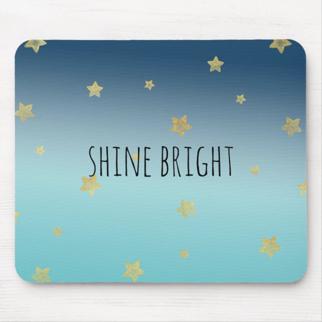 Tapis De Souris Gold Stars Aqua Blue Ombre devis personnalisé (Devant)