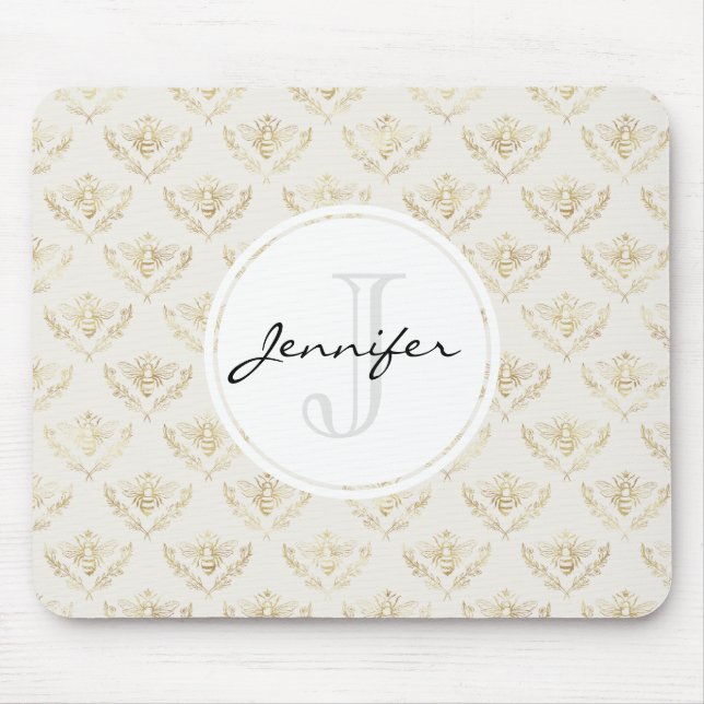 Tapis De Souris Golden Bumble Bee avec un Motif de la Couronne (Devant)