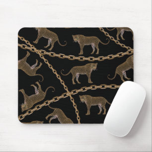 Tapis De Souris Golden chain glamour leopard cheetah