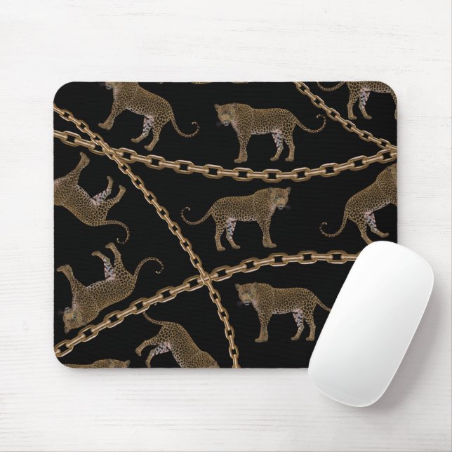 Tapis De Souris Golden chain glamour leopard cheetah (Avec souris)