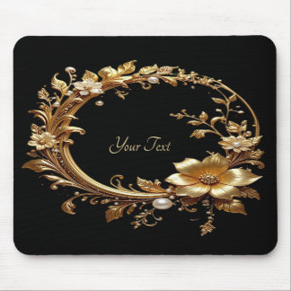 Tapis De Souris Golden Floral Ornate Frame Mousepad