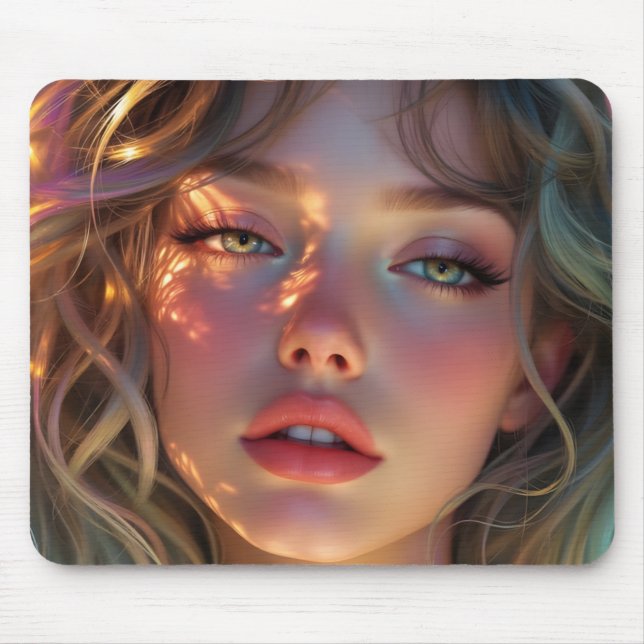 Tapis De Souris Golden Hour Dream - Portrait angélique radiant (Devant)