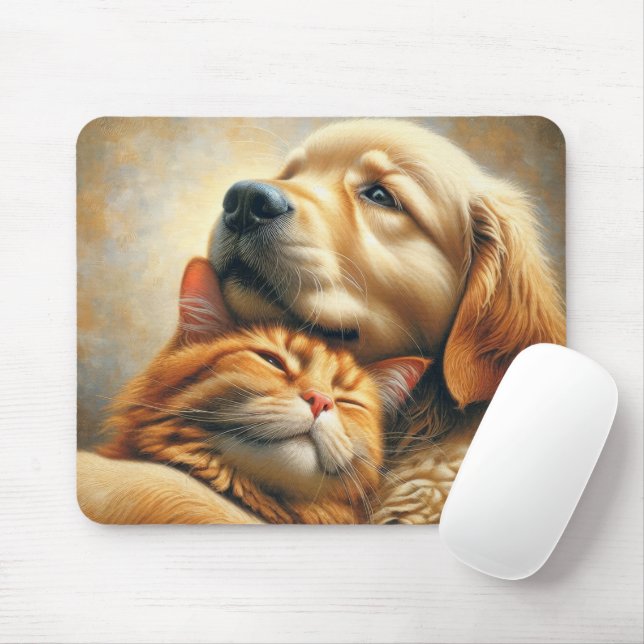 Tapis De Souris Golden Retriever Avec Chat Ginger (Avec souris)