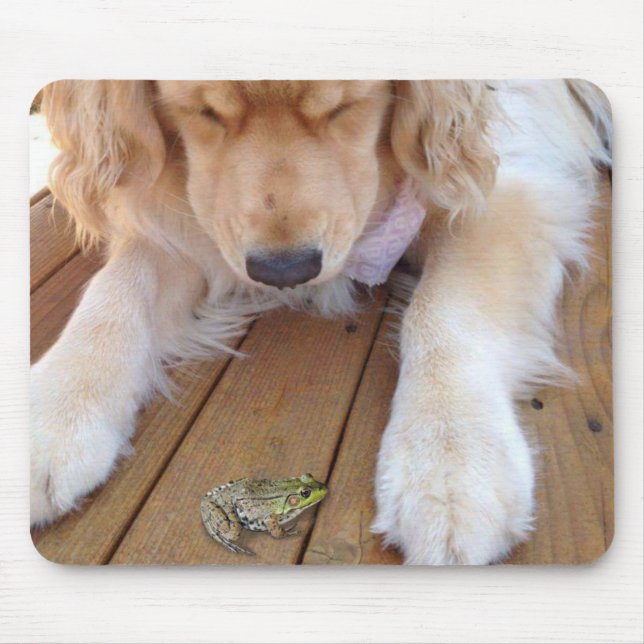 Tapis De Souris Golden Retriever avec grenouille (Devant)