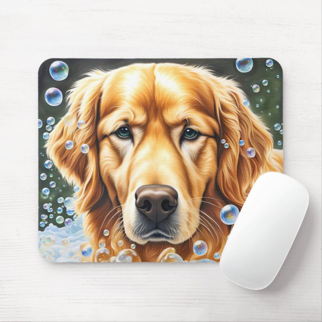 Tapis De Souris Golden Retriever dans les bulles de savon (Avec souris)