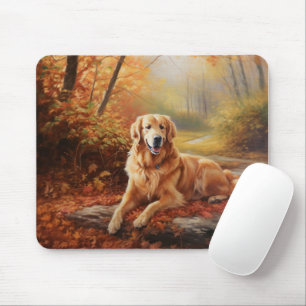 Tapis De Souris Golden Retriever en automne Leaves automne Inspire