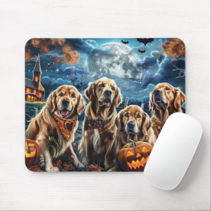 Tapis De Souris Golden Retriever Halloween Éffrayant
