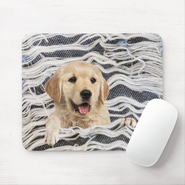 Tapis De Souris Golden Retriever in Frayed Denim (Avec souris)
