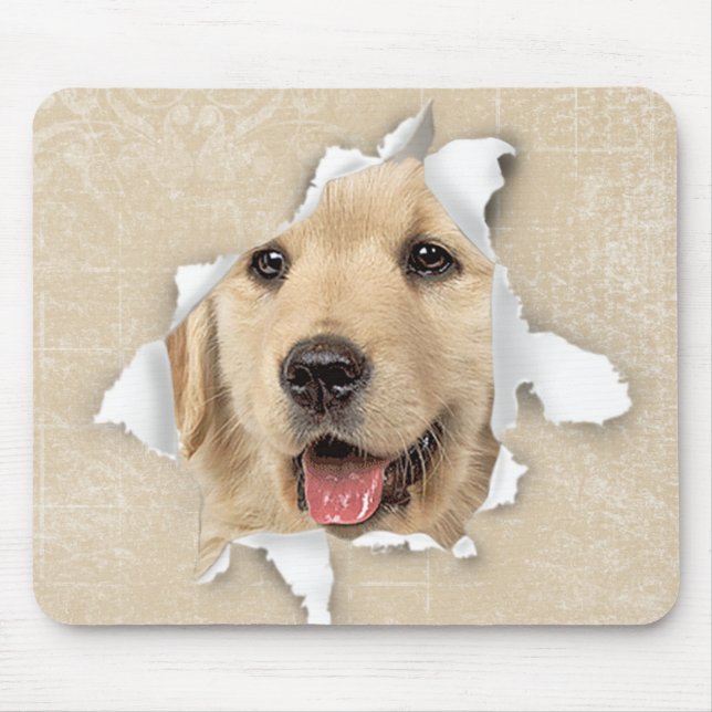 Tapis De Souris Golden Retriever in Paper Hole (Devant)